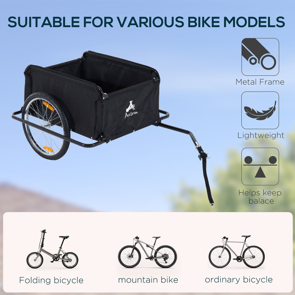 Foldable Cargo Bike Trailer with Removable Cover