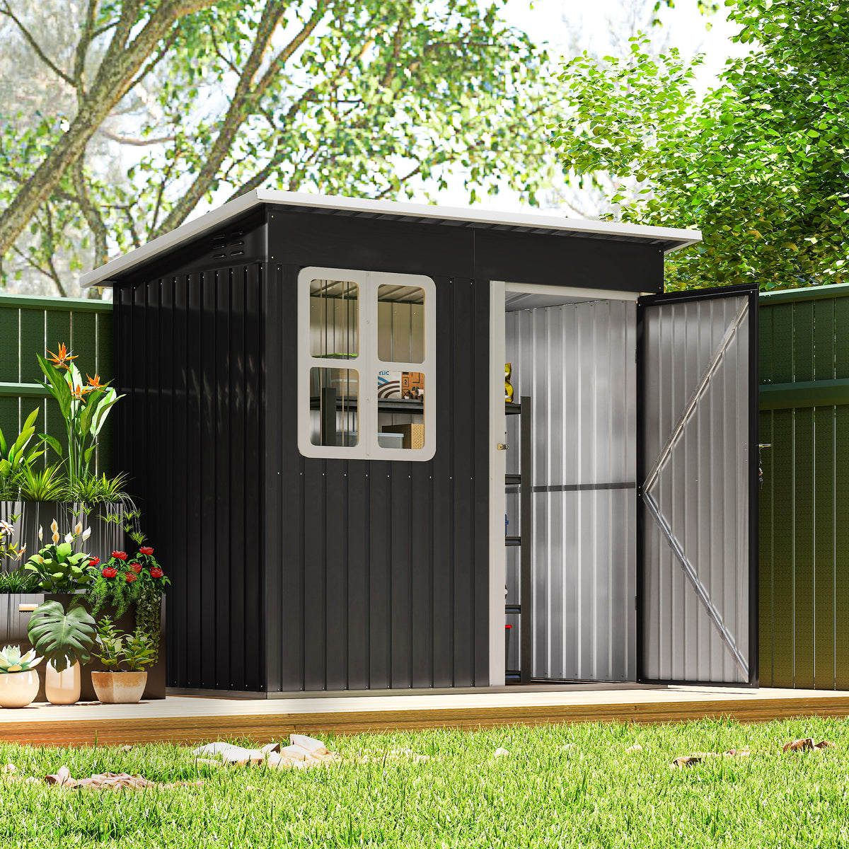 Galvanised Steel Outdoor Storage Shed 7' x 4' with Window