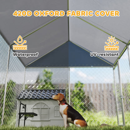 Corral exterior para perros con techo impermeable