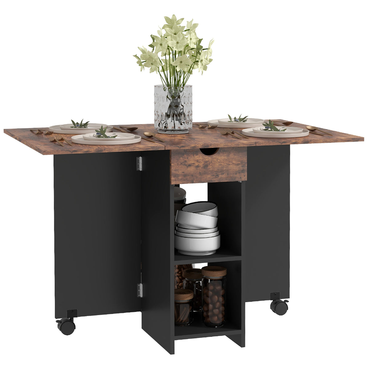 Folding Dining Table with Storage