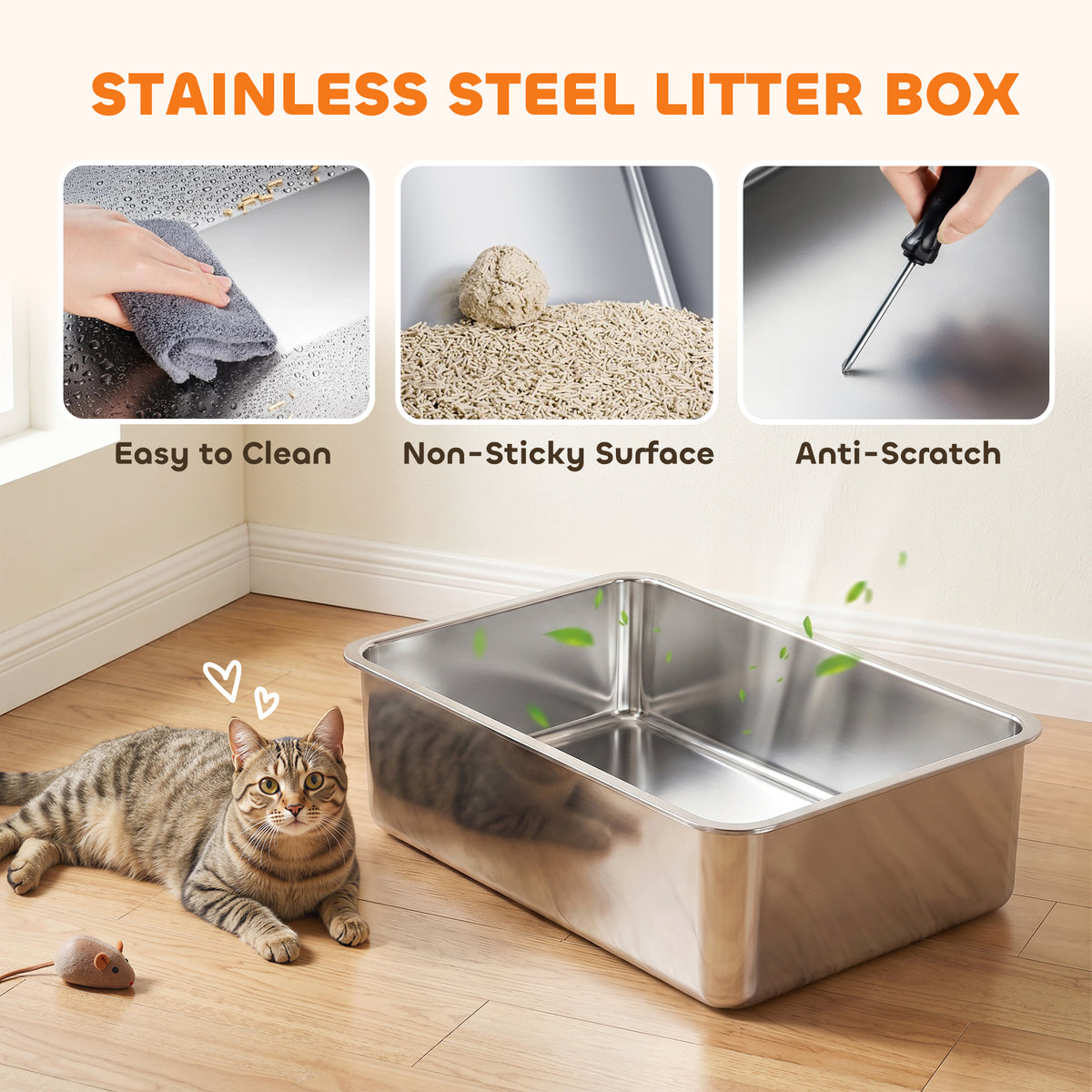 XL Stainless Steel Litter Box 2-Pack — grey