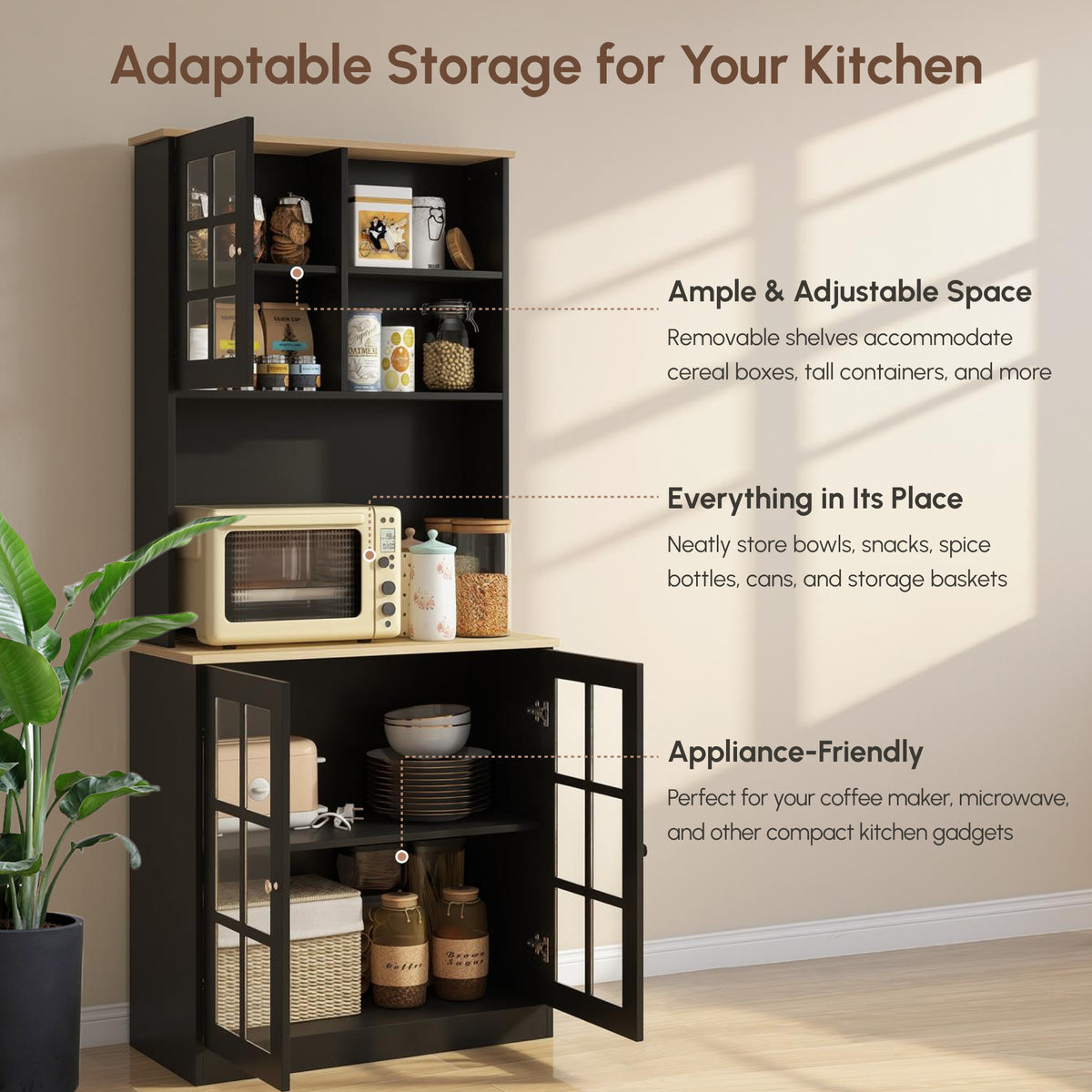 Kitchen Buffet with Hutch and Open Shelves