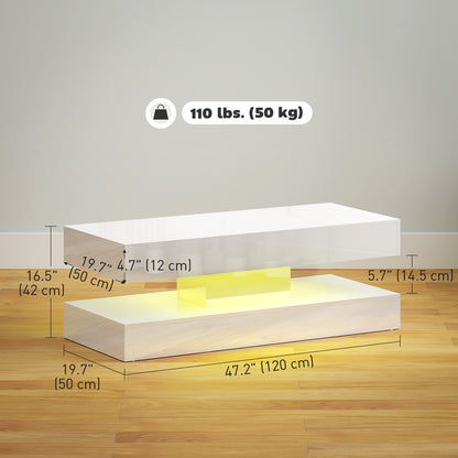 Coffee Table with Adjustable RGB LED Lighting