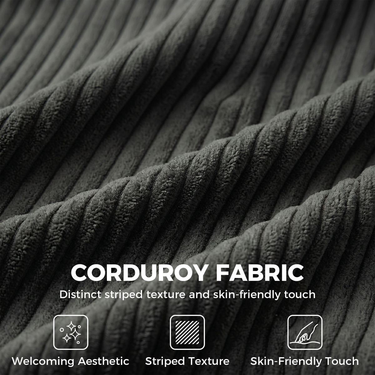 3-Seater Sofa Wide Deep Seat Corduroy with Spring Cushion