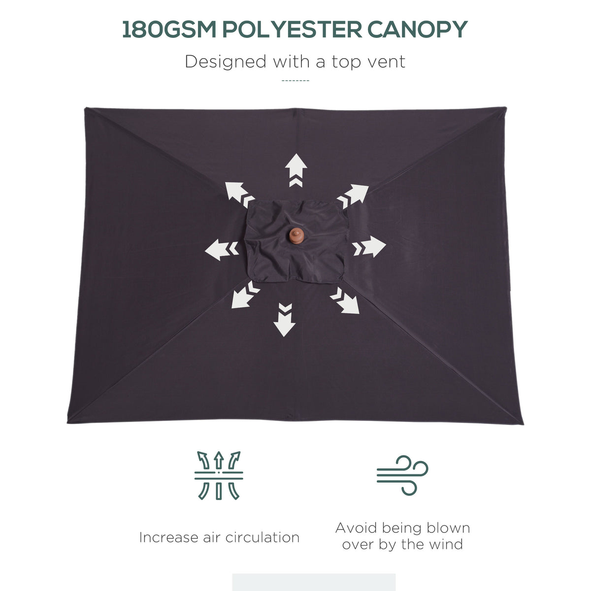 Rectangular Patio Umbrella Tilt 200 x 150 cm