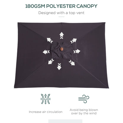 Rectangular Patio Umbrella Tilt 200 x 150 cm