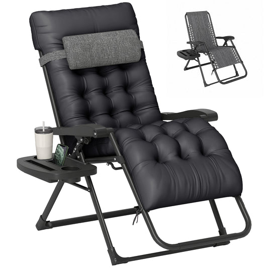 Padded Folding Recliner Chair with Cupholder