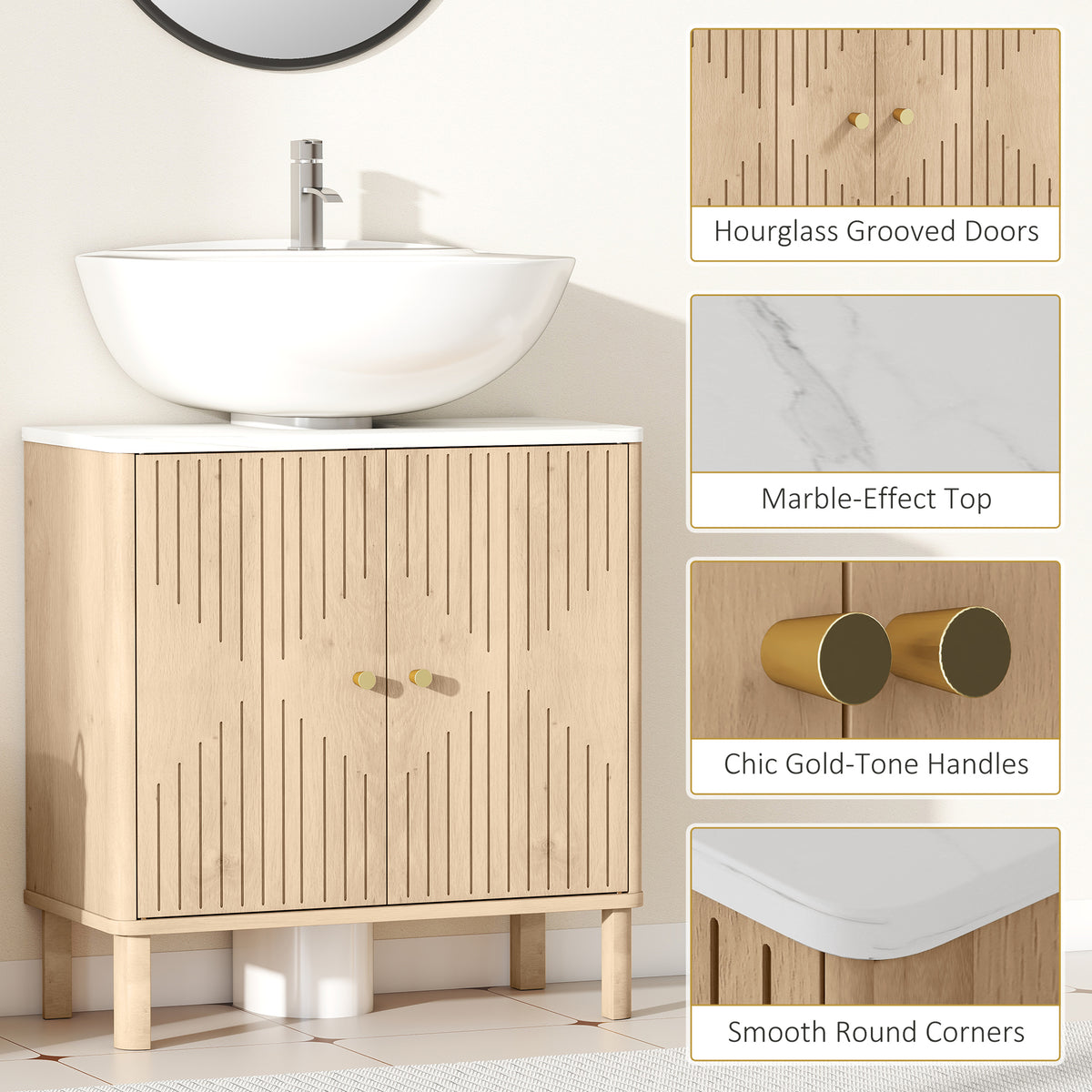 Meuble-lavabo sur pied avec portes rainurées — photo 6