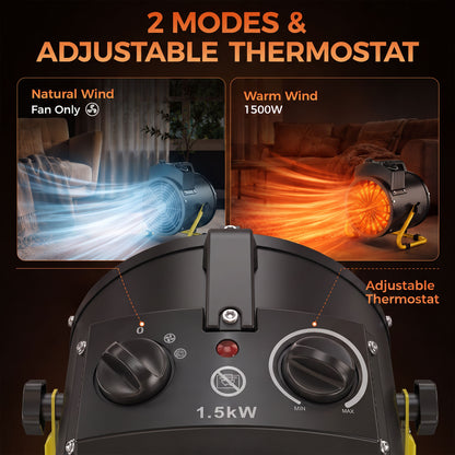 Electric Fan Heater 1500W — Stainless Steel