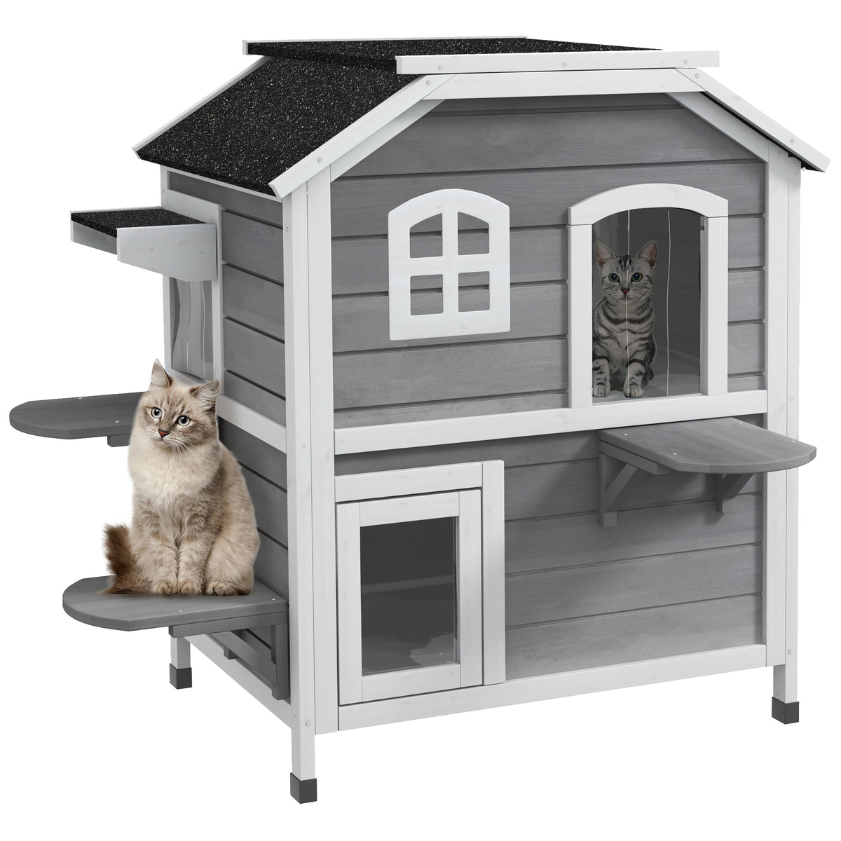 Cat House Outdoor 2-Storey with Openable Roof