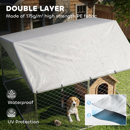 Outdoor dog kennel in galvanized steel with roof
