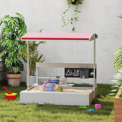 Caja de arena para niños con cocina de madera