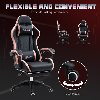Ergonomic gaming chair in faux leather with footrest