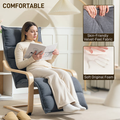 Velvet Accent Chair with Integrated Footrest