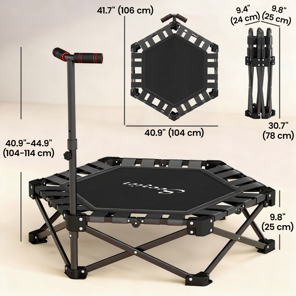 Mini trampolín plegable de entrenamiento con manillar