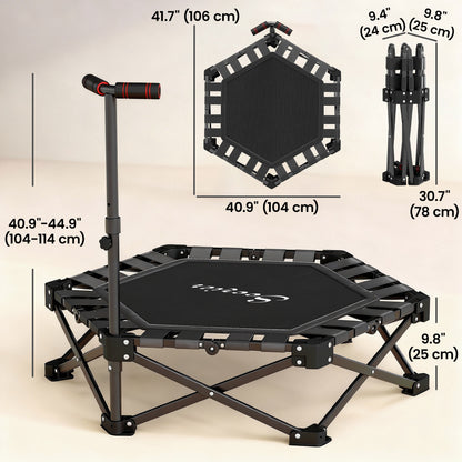 Mini trampolín plegable de entrenamiento con manillar