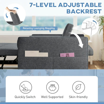 Convertible sofa bed with USB ports and adjustable backrest