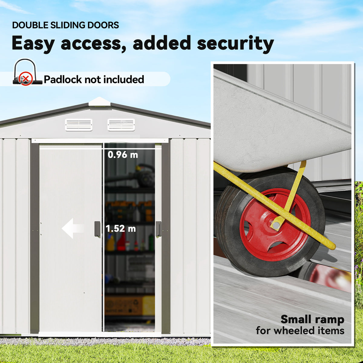 Metal Garden Storage Shed 9.1'x6.4' with Foundation Kit