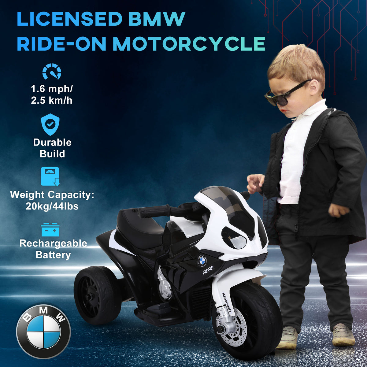 Moto eléctrica BMW S1000RR para niños muy pequeños de 18-36 meses