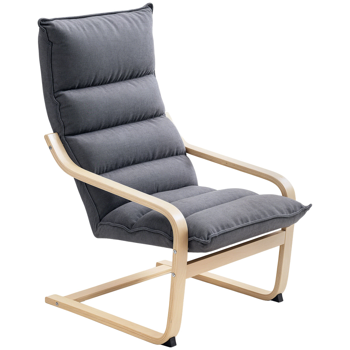High-Back Velvet Accent Armchair Curved Birch Legs
