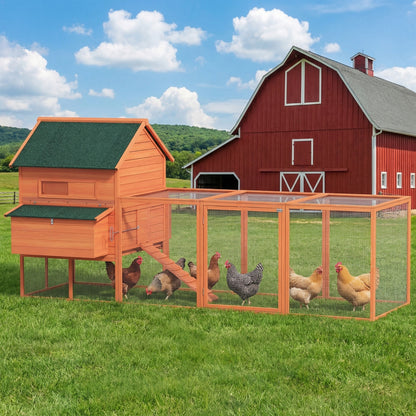Wooden Chicken Coop with Run and Nesting Box
