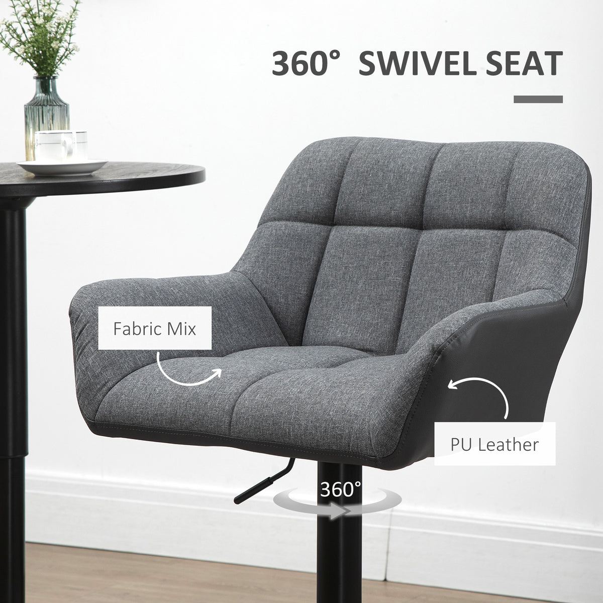 Swivel Bar Stools Adjustable with Armrests and Footrest