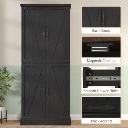 Farmhouse Kitchen Pantry Cabinet 72 in