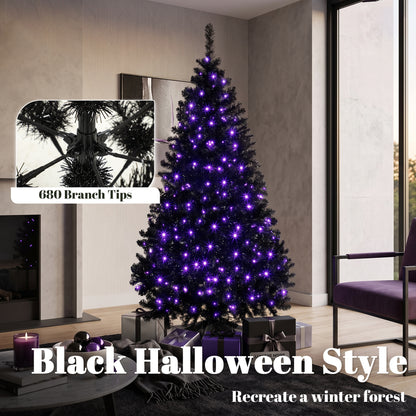 6ft Pre-lit Black Christmas Tree — Purple LED Lights