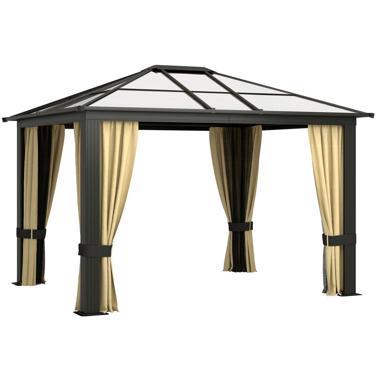 3x3.6m Hardtop Gazebo Polycarbonate - Brown