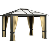 3x3.6m Hardtop Gazebo Polycarbonate - Brown