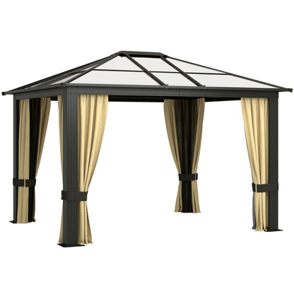 3x3.6m Hardtop Gazebo Polycarbonate - Brown
