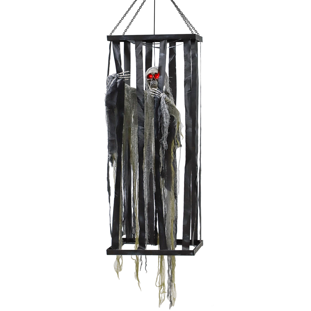 Hanging Animated Skeleton Cage Voice-Activated