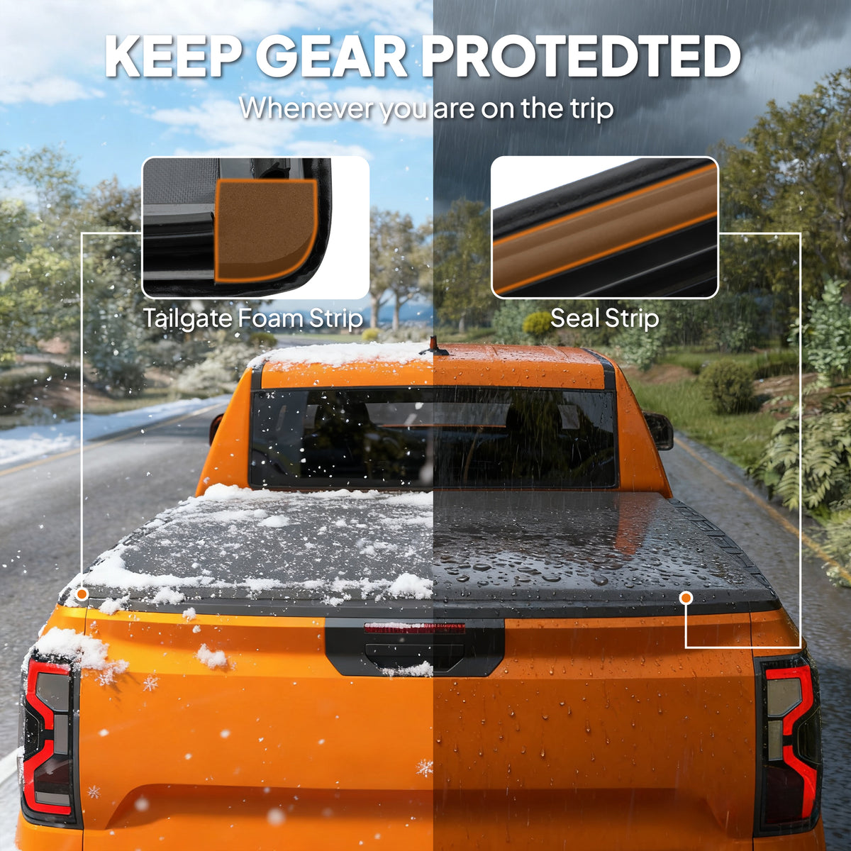 Soft tri-fold truck bed tonneau cover 180 x 177 cm