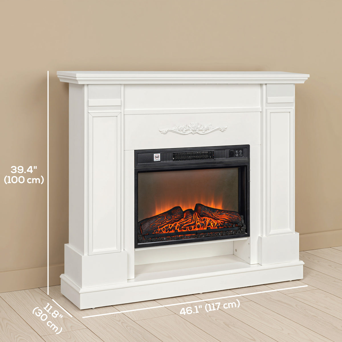 46" Electric Fireplace with Mantel and Shelf