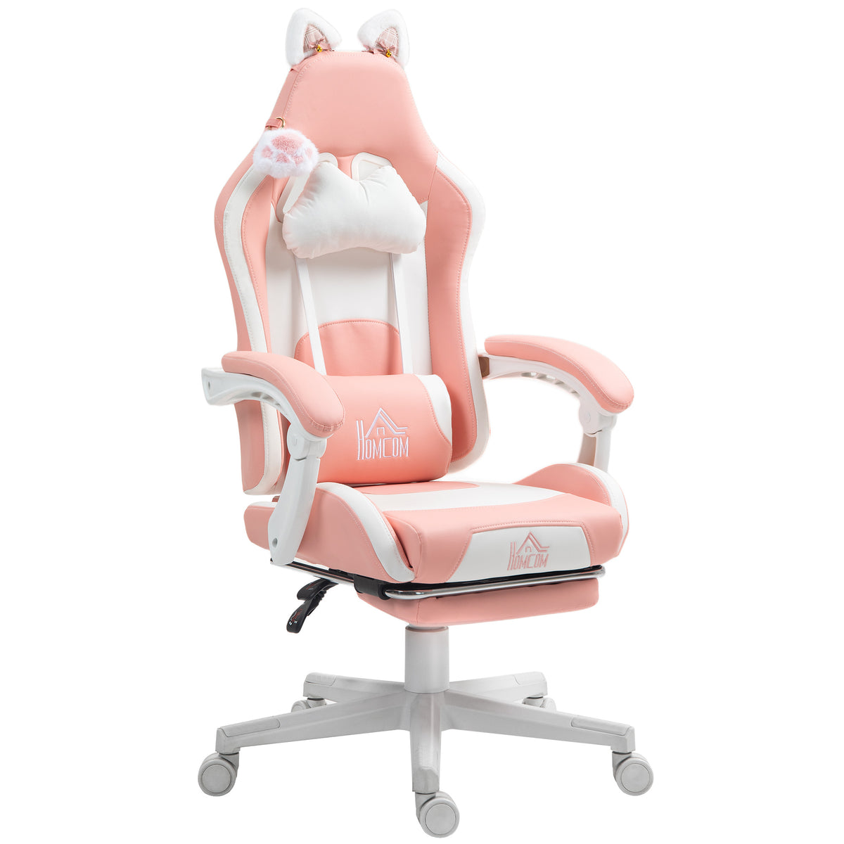 Cat style gaming chair with footrest