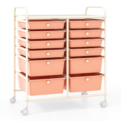 Rolling Storage Cart with 12 Large and Small Drawers