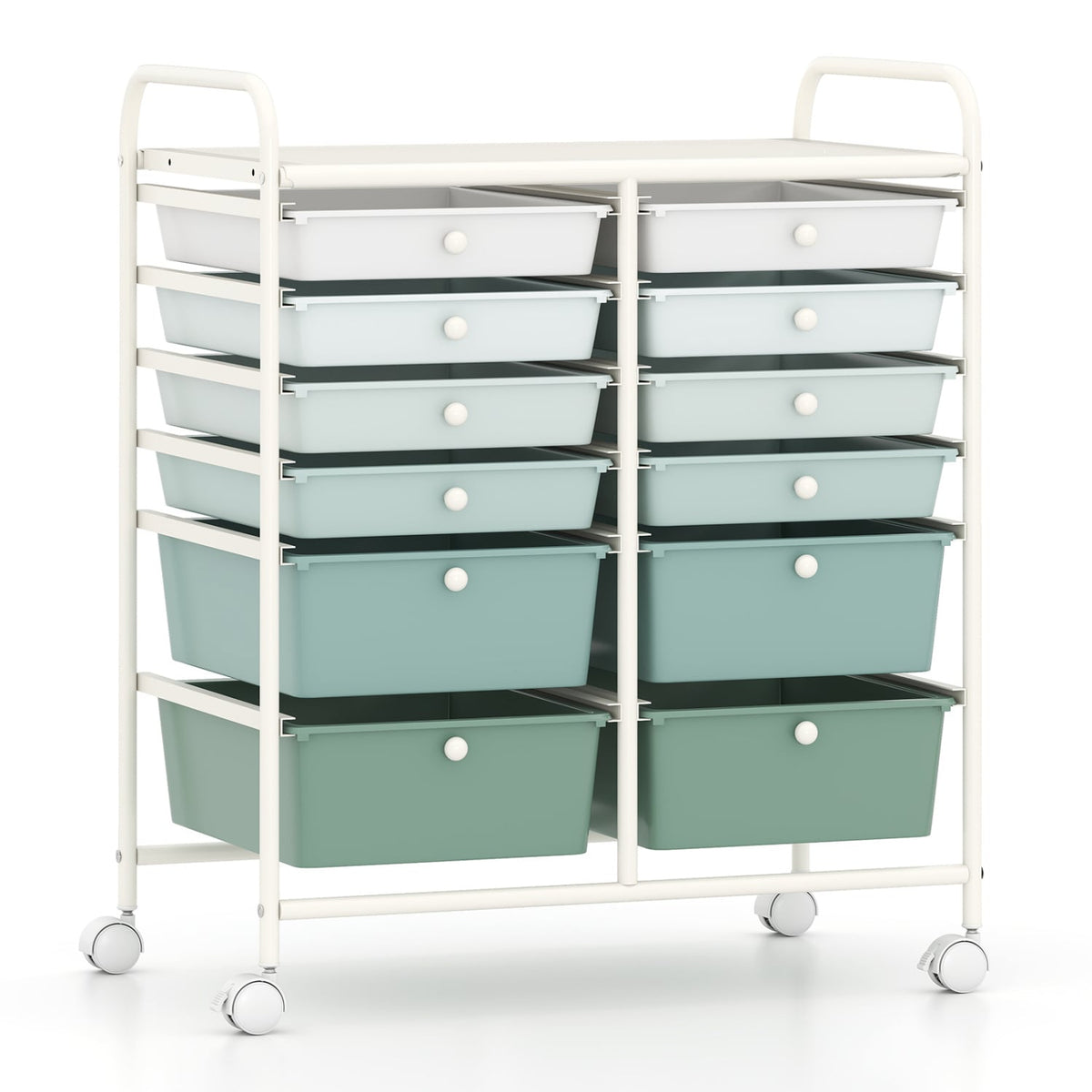 Rolling Storage Cart with 12 Large and Small Drawers