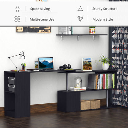 Corner Desk 360° Rotating with 3-Tier Shelves