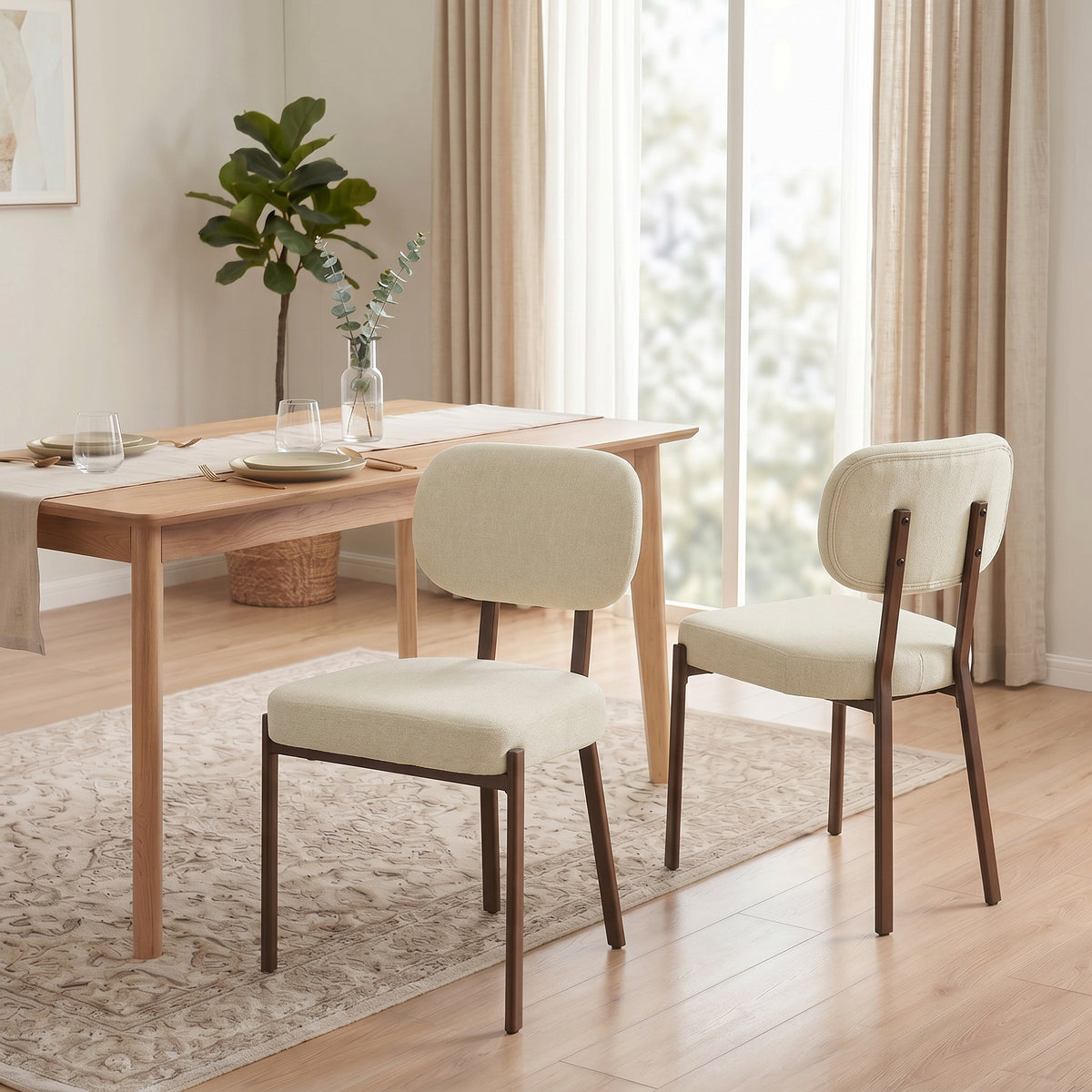 Upholstered Linen Kitchen Chairs, Set of 2