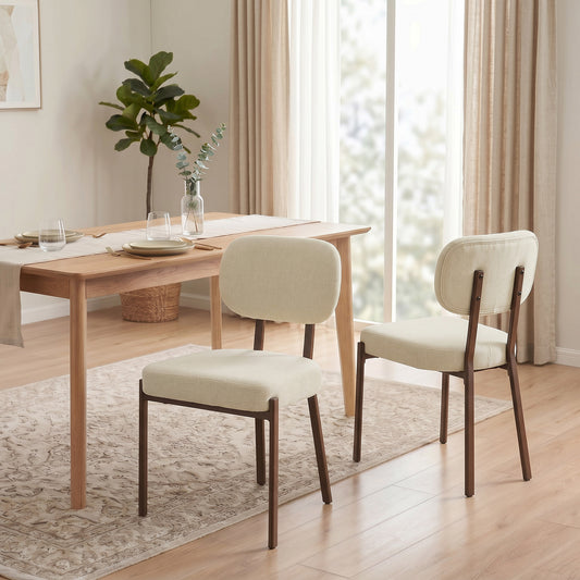 Upholstered Linen Kitchen Chairs, Set of 2