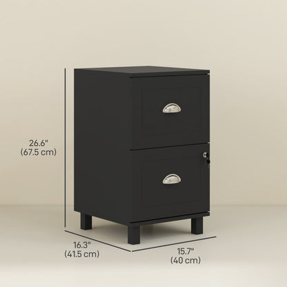 Lockable 2-Drawer Filing Cabinet with Adjustable Hanging Bars