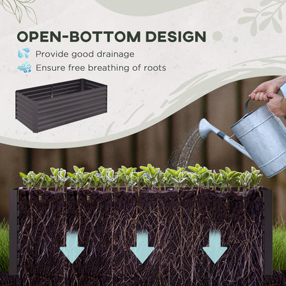 Raised Garden Bed Galvanized Steel with Reinforced Rods 180cm