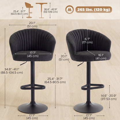 Juego de 2 taburetes de bar giratorios ajustables