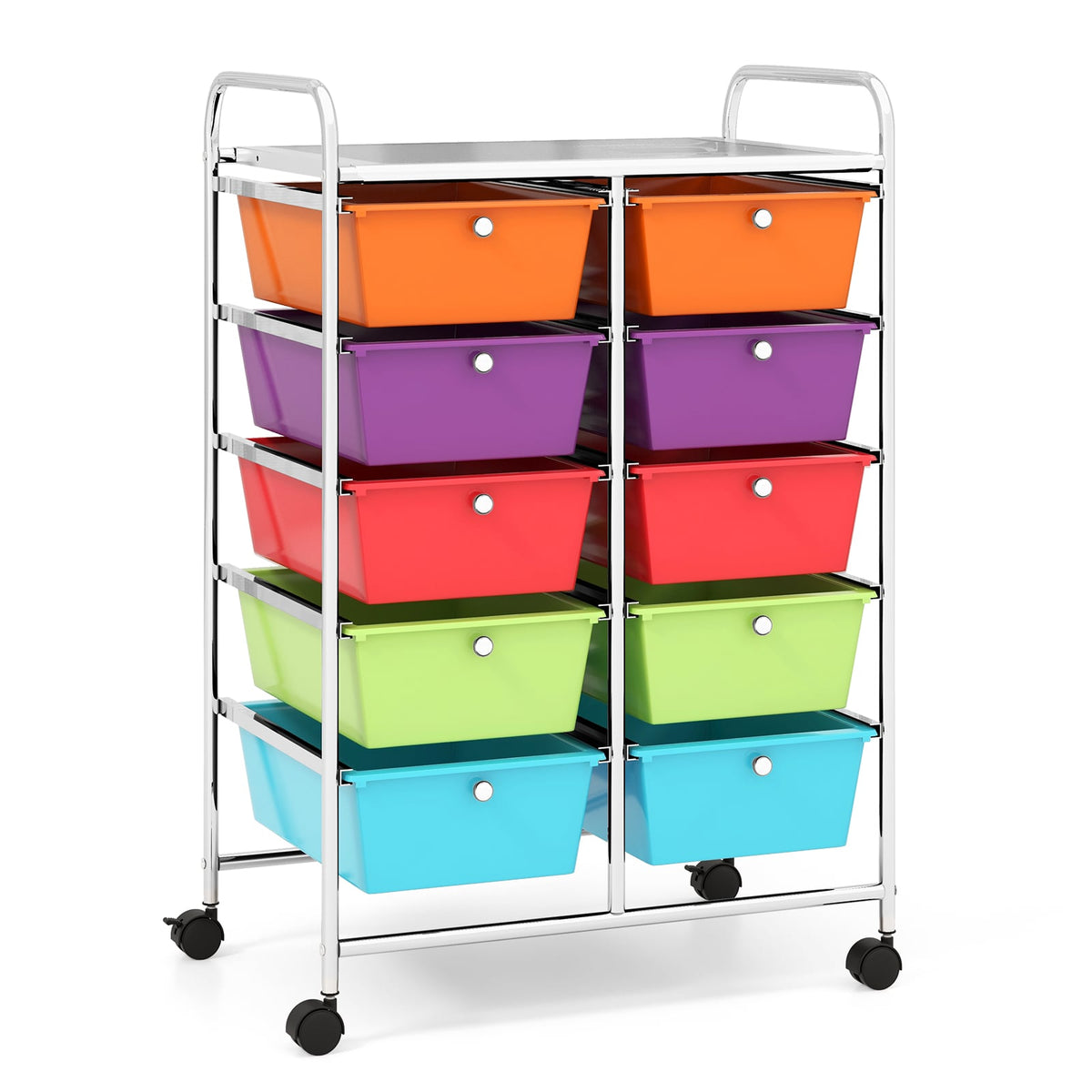 10-Drawer Rolling Storage Cart with Mesh Top