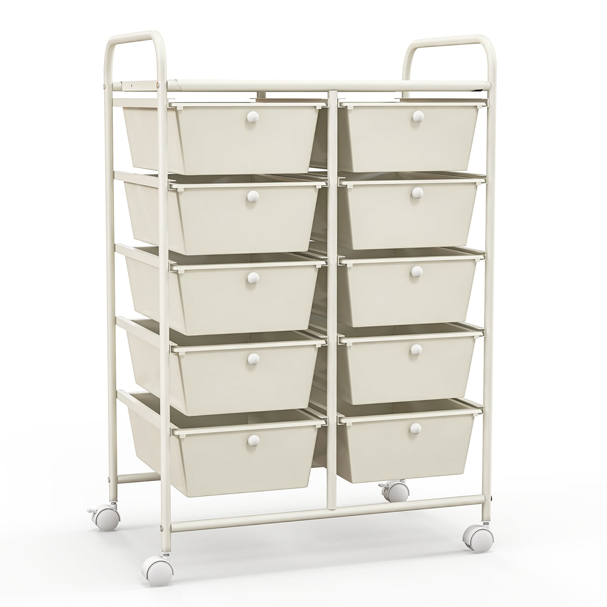 10-Drawer Rolling Storage Cart with Mesh Top