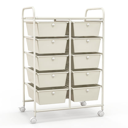 10-Drawer Rolling Storage Cart with Mesh Top