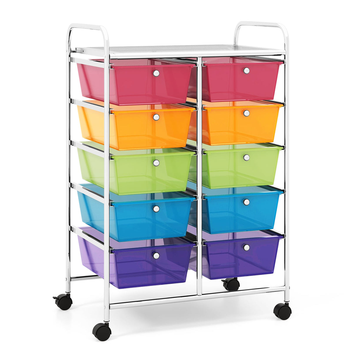 10-Drawer Rolling Storage Cart with Mesh Top