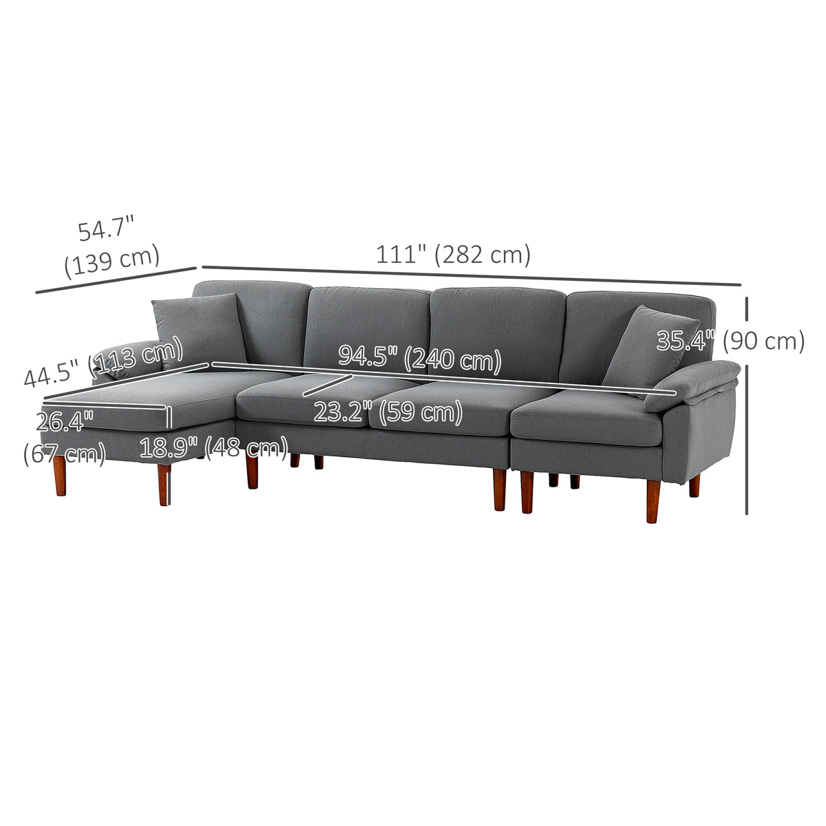 L-Shaped Sectional Sofa with Reversible Chaise Lounge