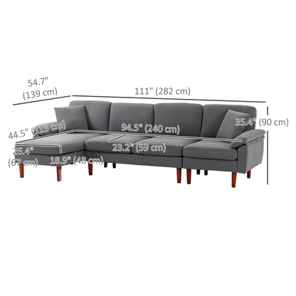 L-Shaped Sectional Sofa with Reversible Chaise Lounge