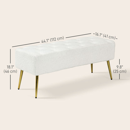 Upholstered bedroom bench with lamb's wool-feel